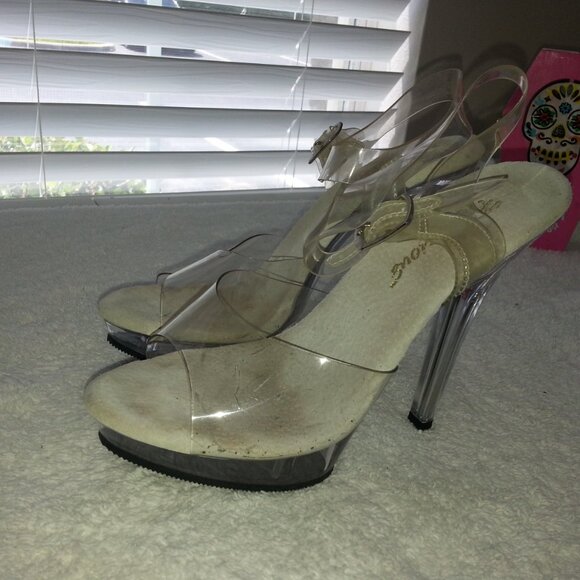 Cute Clear Low Platform Dancer High Heels Used Fabulicious - Picture 5 of 8